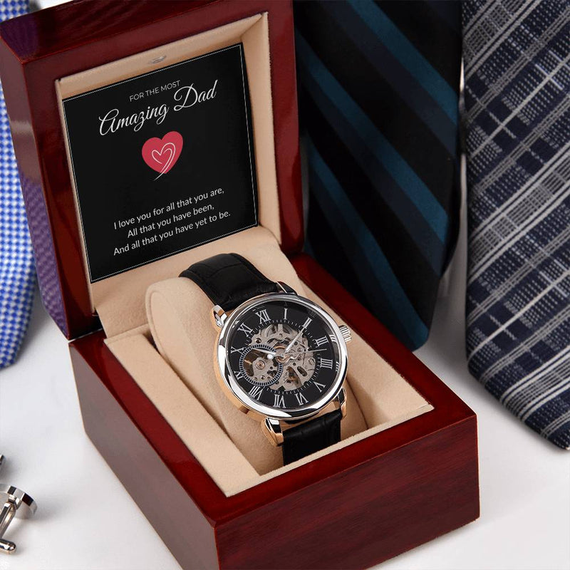 Men’s Skeleton Leather Watch – To My Amazing Dad Edition