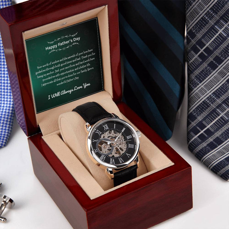 Luxury Skeleton Men’s Watch – I Will Always Love You, Dad Edition