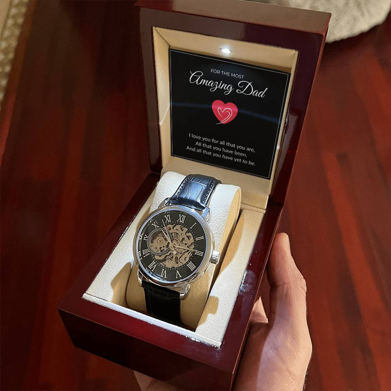 Men’s Skeleton Leather Watch – To My Amazing Dad Edition