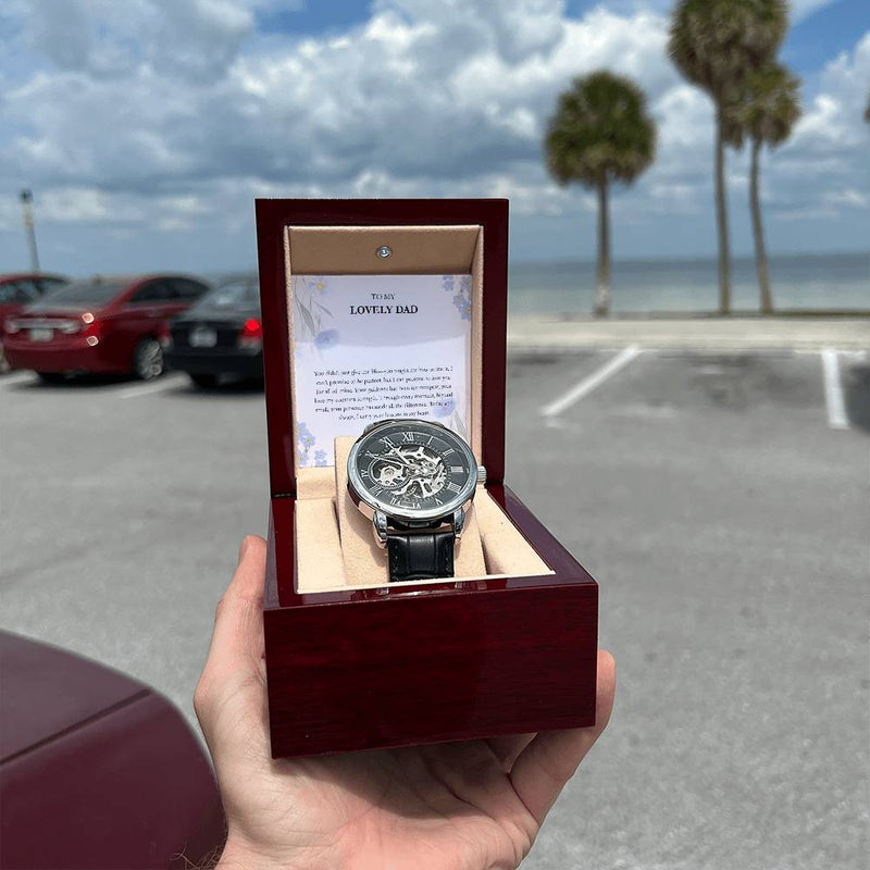 Luxury Skeleton Dial Watch – To My Lovely Dad Gift Set