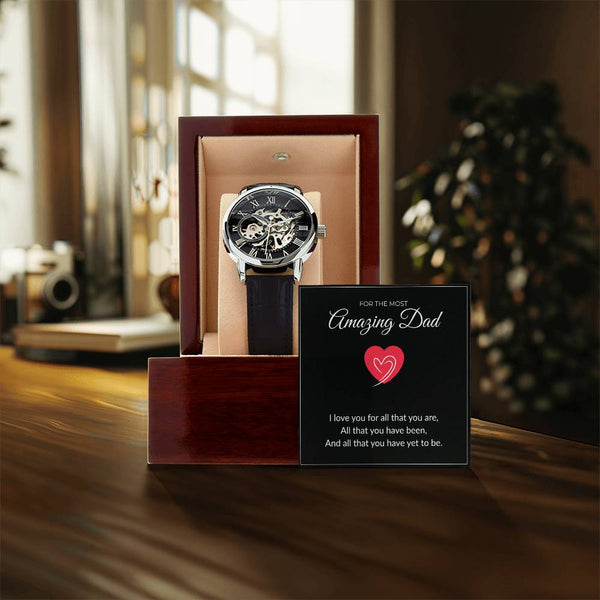 Men’s Skeleton Leather Watch – To My Amazing Dad Edition