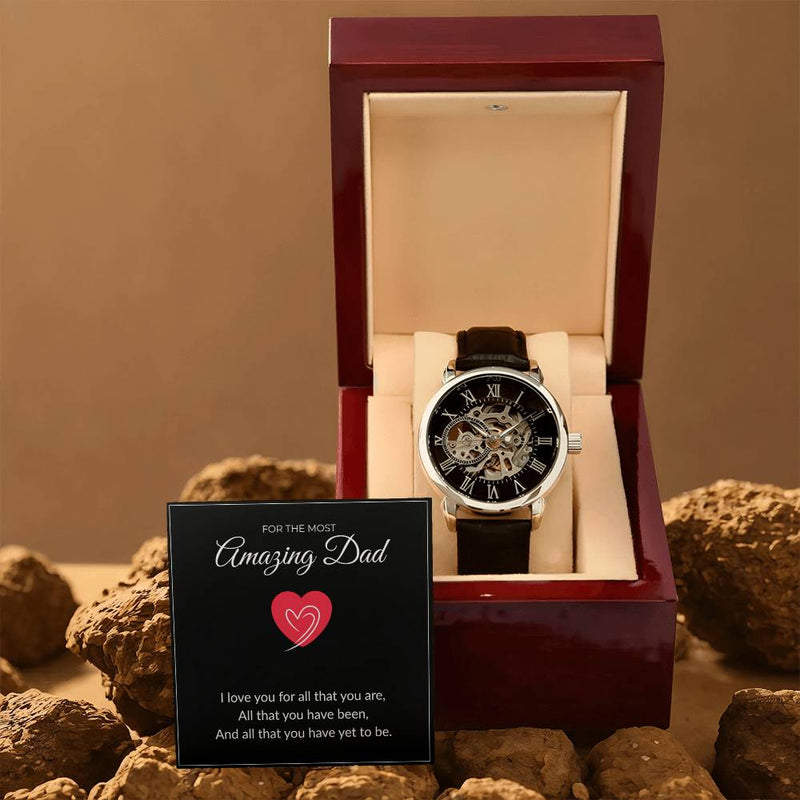 Men’s Skeleton Leather Watch – To My Amazing Dad Edition