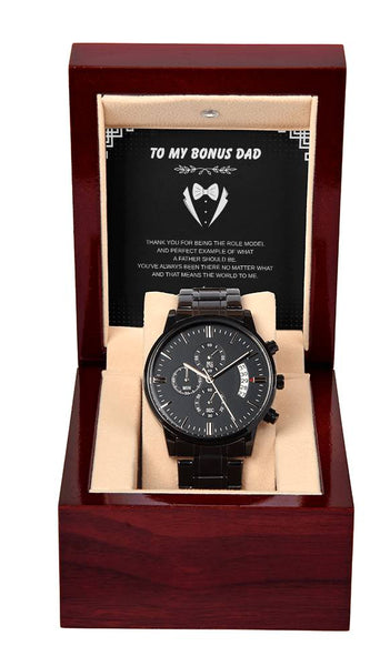 Black Chronograph Watch – To My Bonus Dad Gift Edition