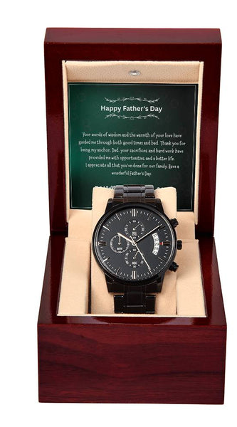Black Chronograph Watch – Happy Father’s Day Gift Set