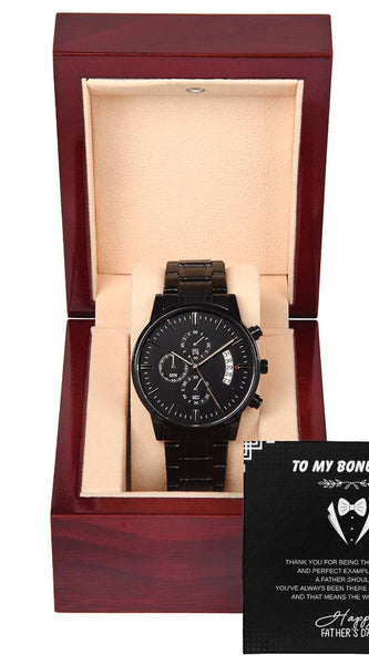 Black Chronograph Watch – To My Bonus Dad Gift Edition