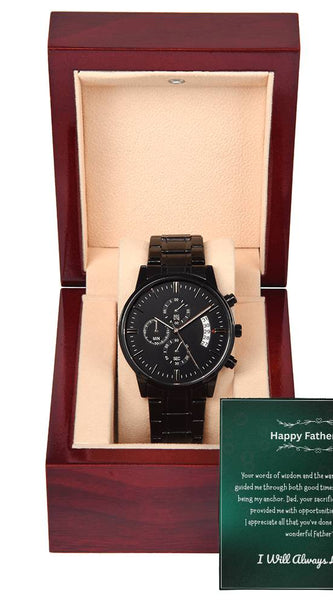 Black Chronograph Watch – Happy Father’s Day Gift Set