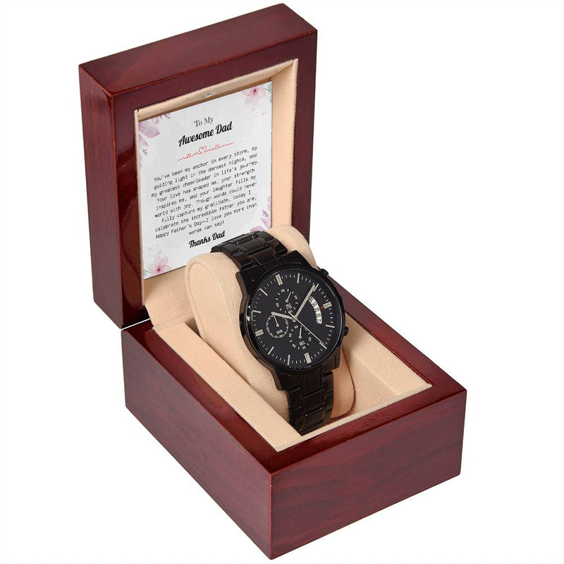 Luxury Black Chronograph Watch – To My Awesome Dad