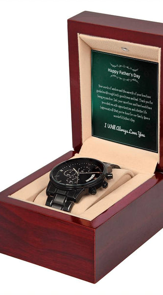 Black Chronograph Watch – Happy Father’s Day Gift Set
