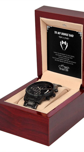 Black Chronograph Watch – To My Bonus Dad Gift Edition