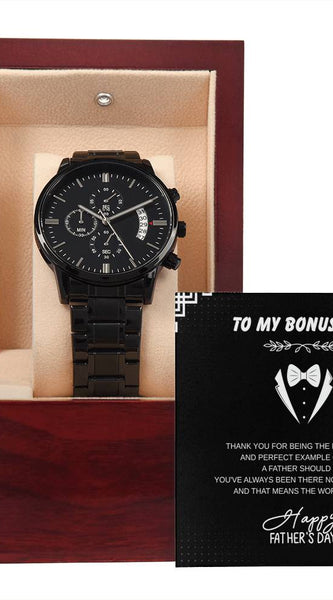 Black Chronograph Watch – To My Bonus Dad Gift Edition