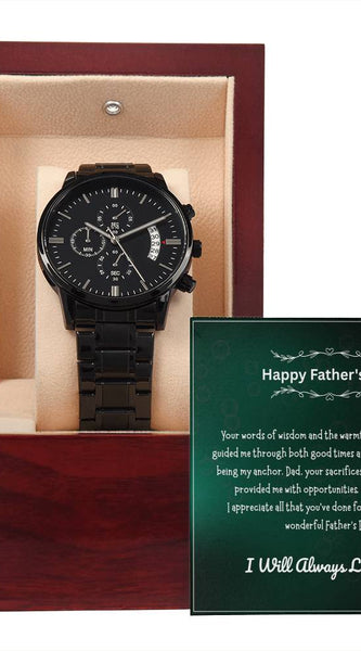 Black Chronograph Watch – Happy Father’s Day Gift Set