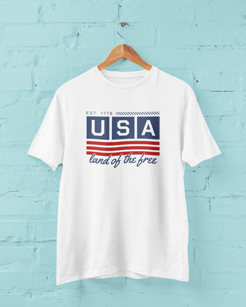 USA Land of the Free T-Shirt – 4th of July Patriotic Unisex Tee