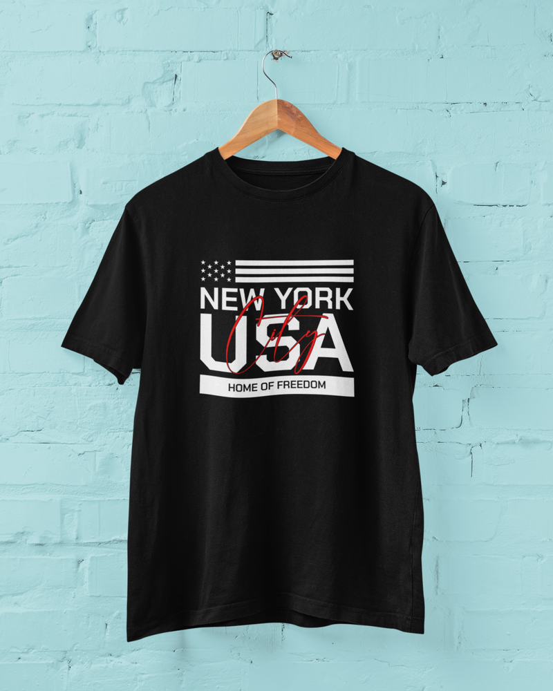 New York USA T-Shirt – Home of Freedom Patriotic 4th of July Tee
