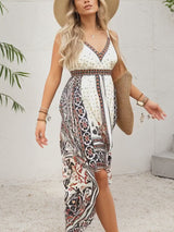 Printed V-Neck Midi Cami Dress