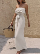 Off-Shoulder Ruffled Wide Leg Jumpsuit