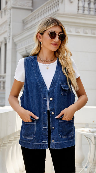 Button Down Denim Vest