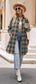 Plaid Collared Neck Long Sleeve Coat