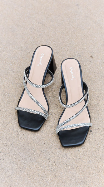 Qupid Level Up Rhinestone Strap Heels