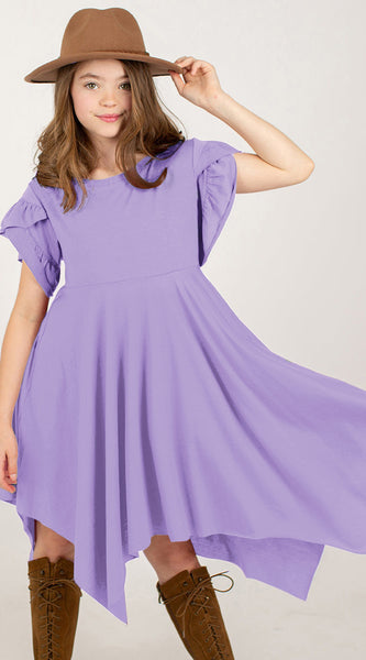 Round Neck Petal Sleeve Dress