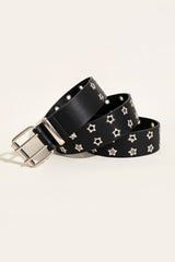 Double Row Star Grommet PU Leather Belt