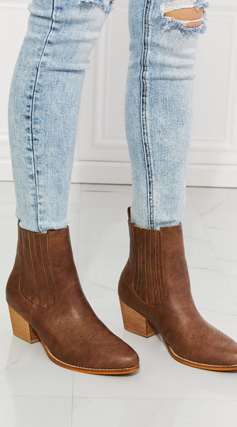 MMShoes Love the Journey Stacked Heel Chelsea Boot in Chestnut