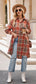 Plaid Collared Neck Long Sleeve Coat
