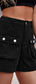 Cuffed Denim Shorts with Pockets