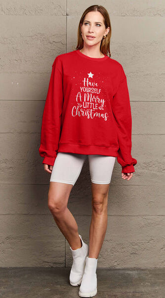 Simply Love Full Size HAVE YOURSELF A MERRY LITTLE CHRISTMAS Round Neck Sweatshirt