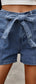 Tie Belt Denim Shorts with Pockets