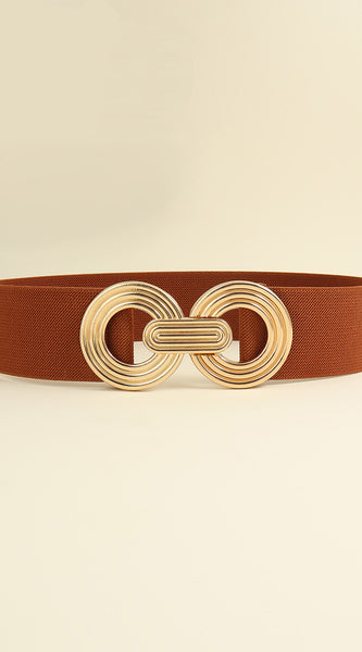 Geometric Buckle Elastic Wide Belt