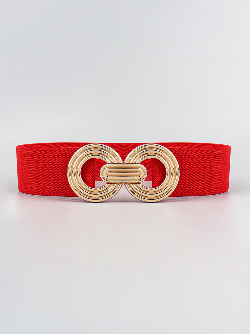 Geometric Buckle Elastic Wide Belt