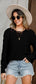 Openwork Round Neck Raglan Sleeve Sweater