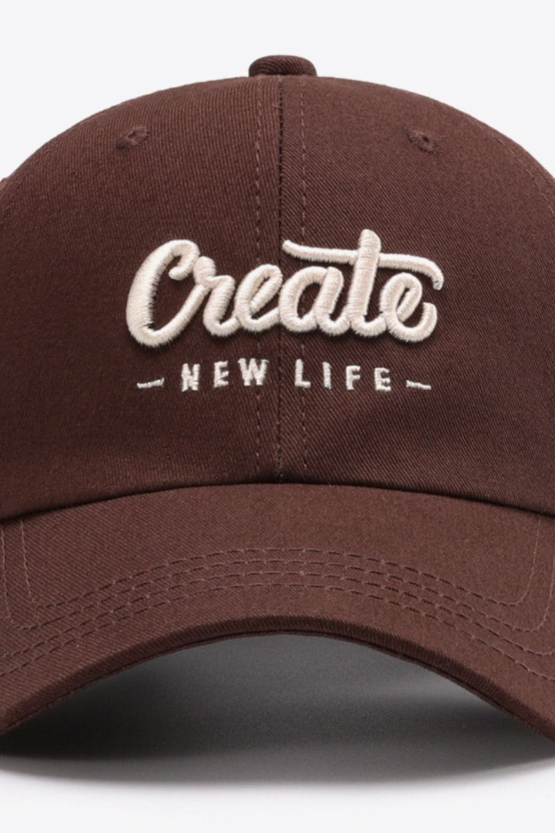 CREATE NEW LIFE Adjustable Cotton Baseball Cap