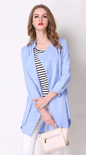 Full Size Open Front Longline Trench Coat
