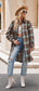 Plaid Collared Neck Long Sleeve Coat