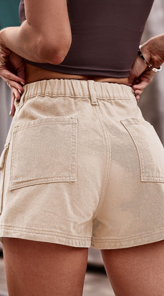 High-Waist Denim Shorts with Pockets