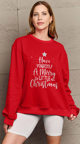 Simply Love Full Size HAVE YOURSELF A MERRY LITTLE CHRISTMAS Round Neck Sweatshirt