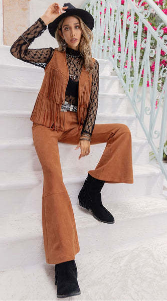 Fringe Vest and Flare Pants Set