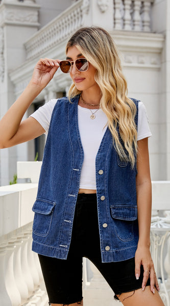 Button Down Denim Vest