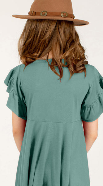 Round Neck Petal Sleeve Dress