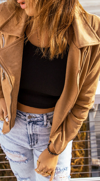 Zip-Up Suede Jacket