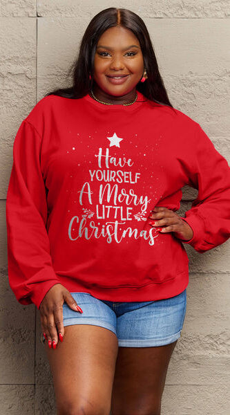 Simply Love Full Size HAVE YOURSELF A MERRY LITTLE CHRISTMAS Round Neck Sweatshirt