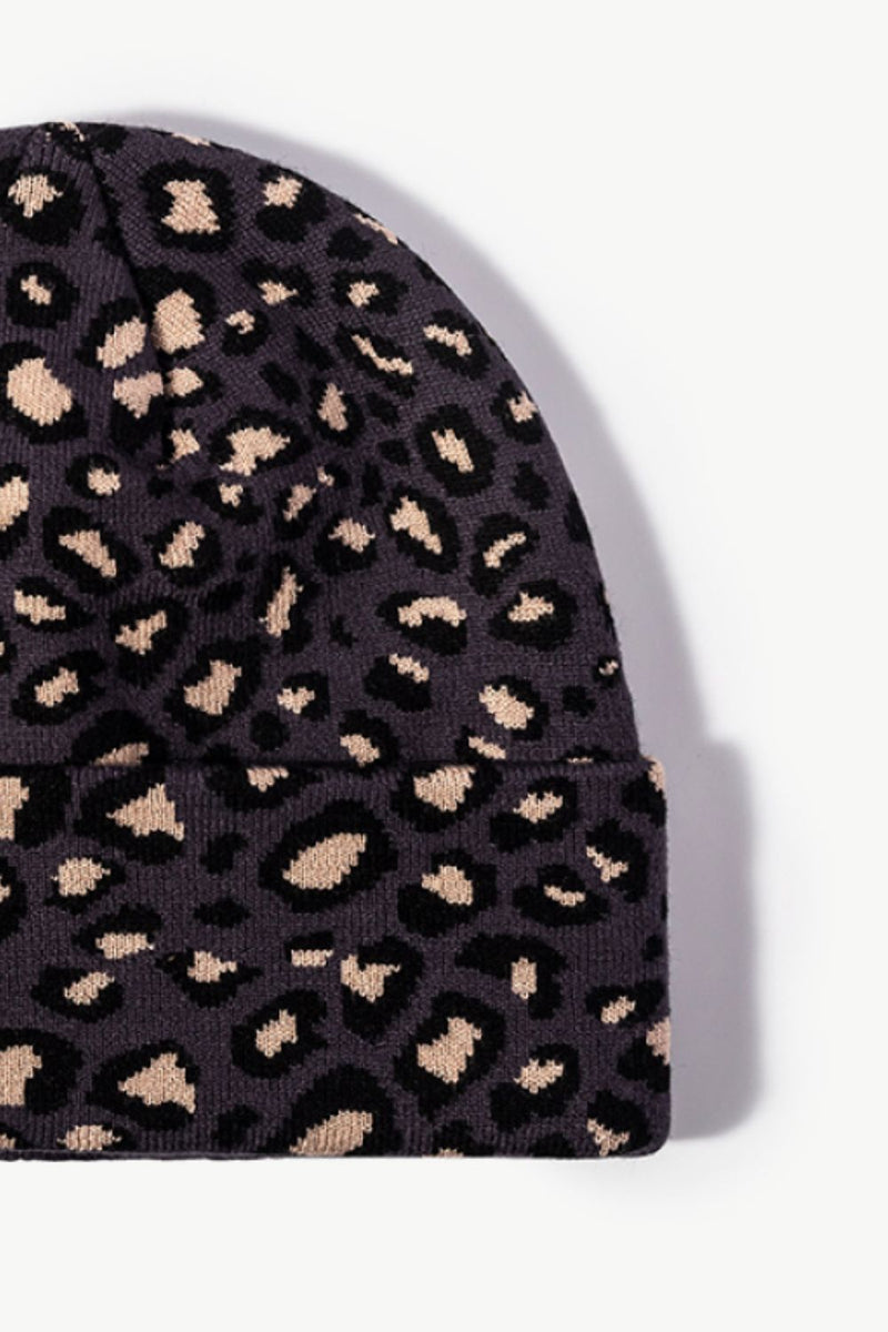 Leopard Pattern Cuffed Beanie