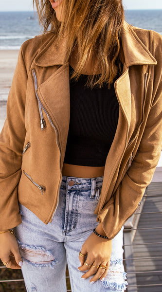 Zip-Up Suede Jacket