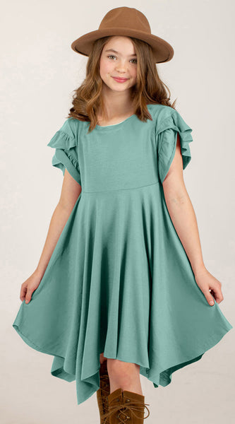 Round Neck Petal Sleeve Dress