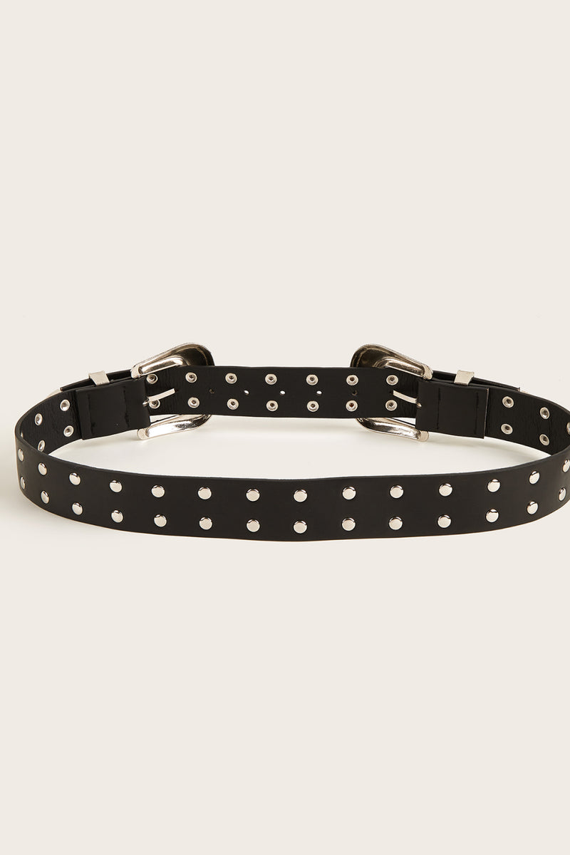 Double Row Studded PU Leather Belt