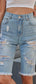 Distressed Raw Hem Denim Bermuda Shorts