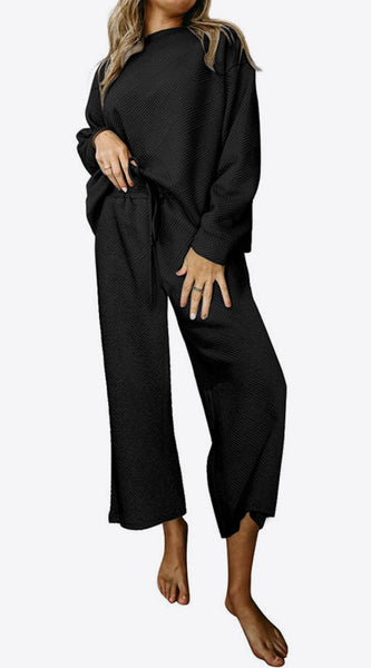 Dropped Shoulder Top and Pants Set