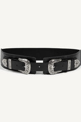 Double Buckle PU Leather Belt